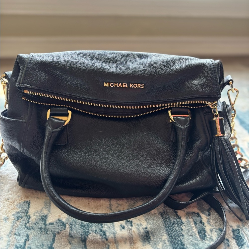 Michael Kors Black Satchel with Gold Accents